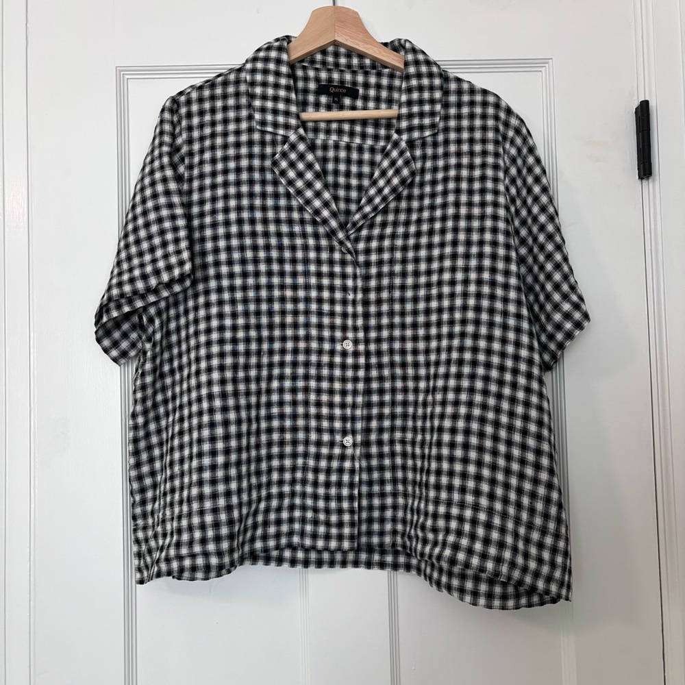 Quince Linen Top - Sz XL Gingham